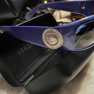 Versace Blue Glasses with Gold Versace Brand Emblam Rare Vinrage
